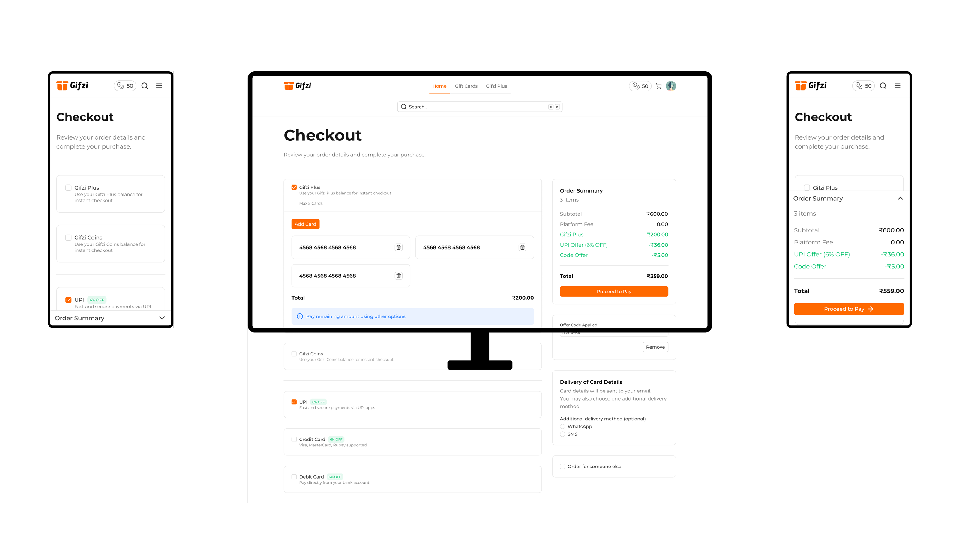 Gifzi Checkout Screen