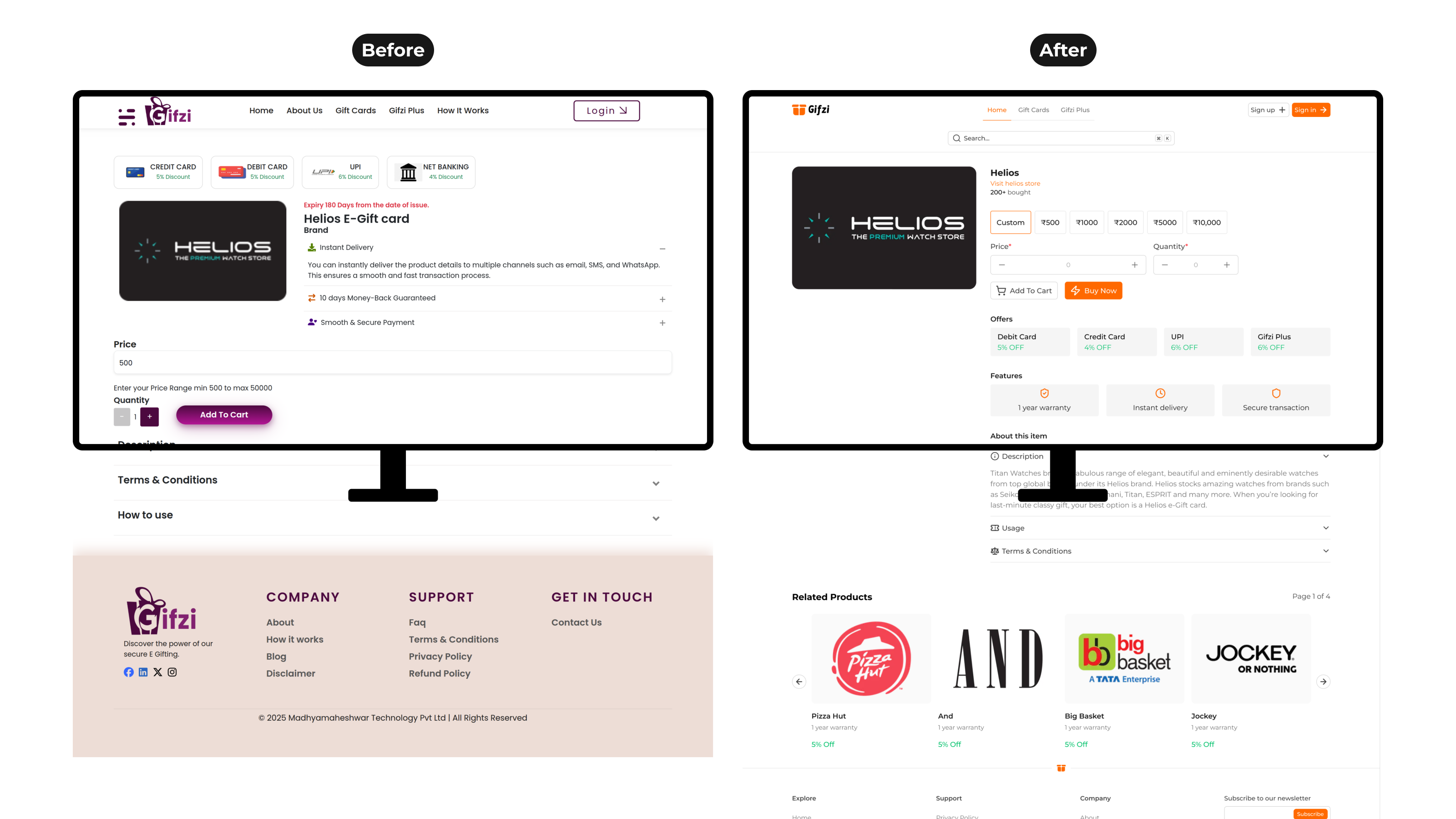 Product Page Before vs After